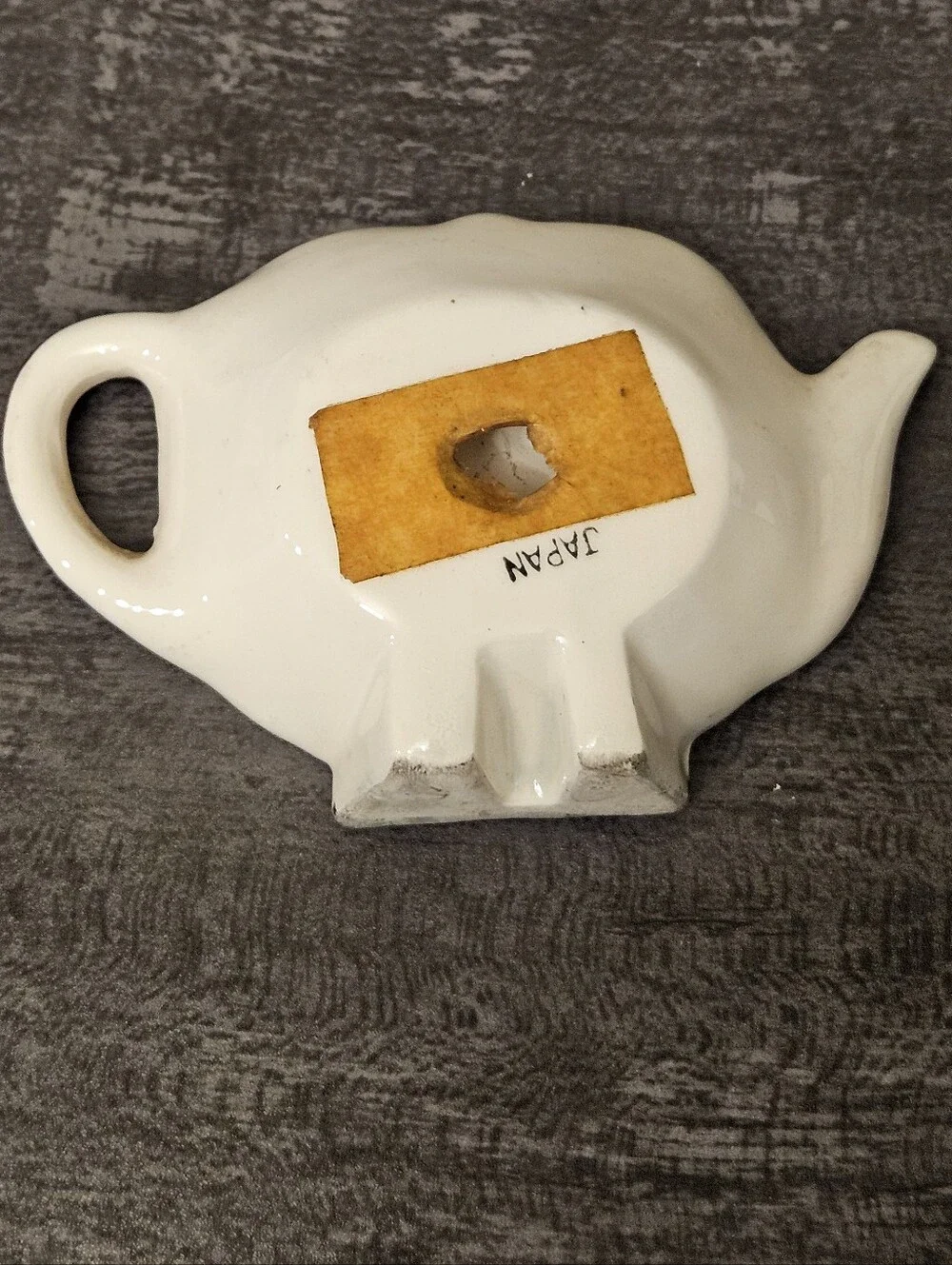 Vintage Teapot Shaped Ceramic Tea Bag Holders / Spoon Rests - Set Of 2
